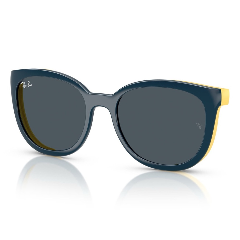 Ray-Ban Kids' 47mm Phantos Clip-On Sunglasses Dark Blue Yellow NWT